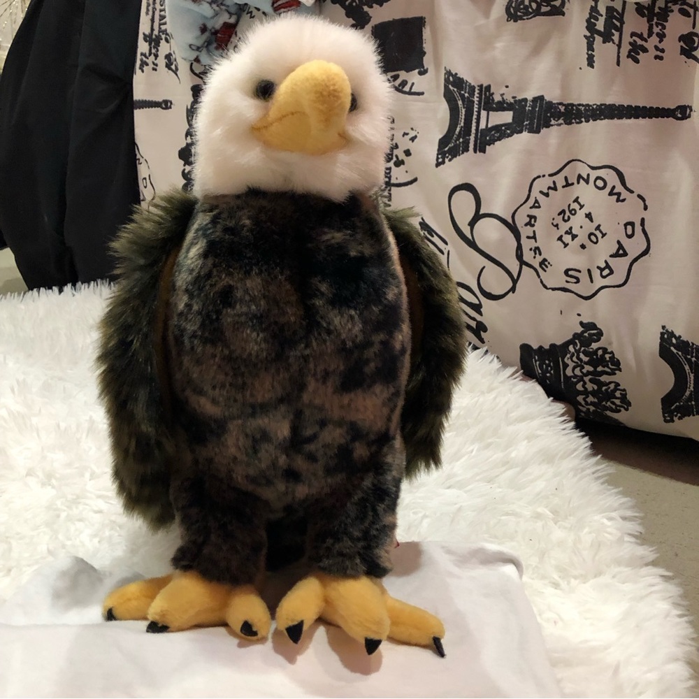 Plush Bald Eagle Stuffed Animal - White, Brown, Yellow